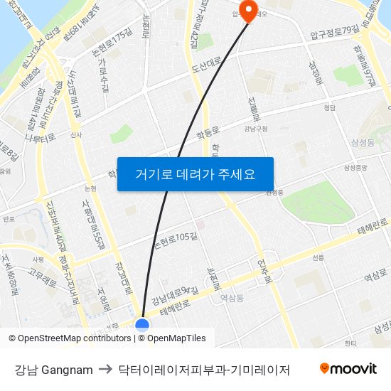 강남 Gangnam to 닥터이레이저피부과-기미레이저 map