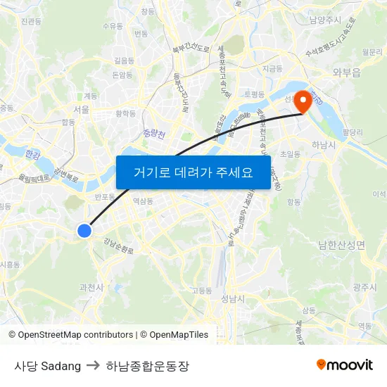 사당 Sadang to 하남종합운동장 map
