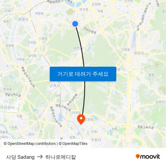 사당 Sadang to 하나로메디칼 map