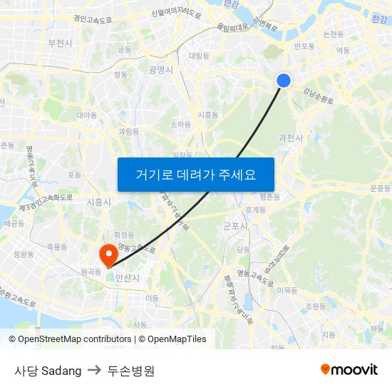 사당 Sadang to 두손병원 map