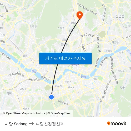 사당 Sadang to 디딤신경정신과 map