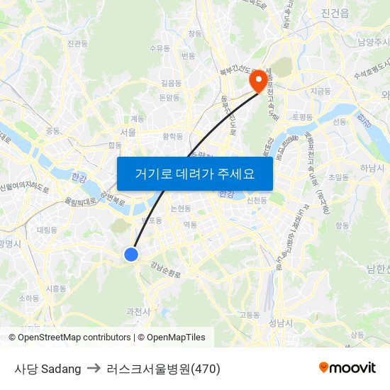 사당 Sadang to 러스크서울병원(470) map
