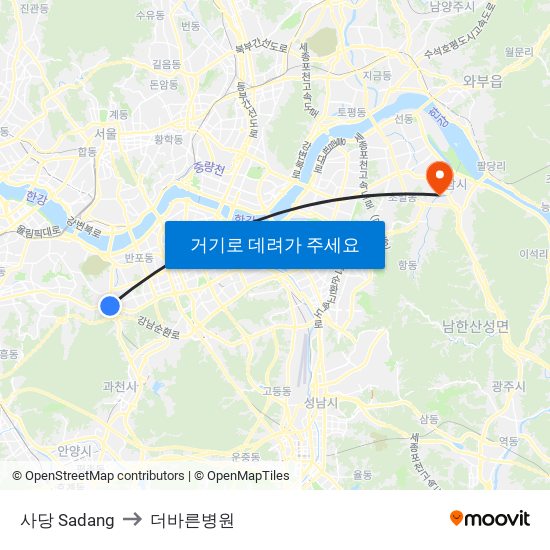 사당 Sadang to 더바른병원 map