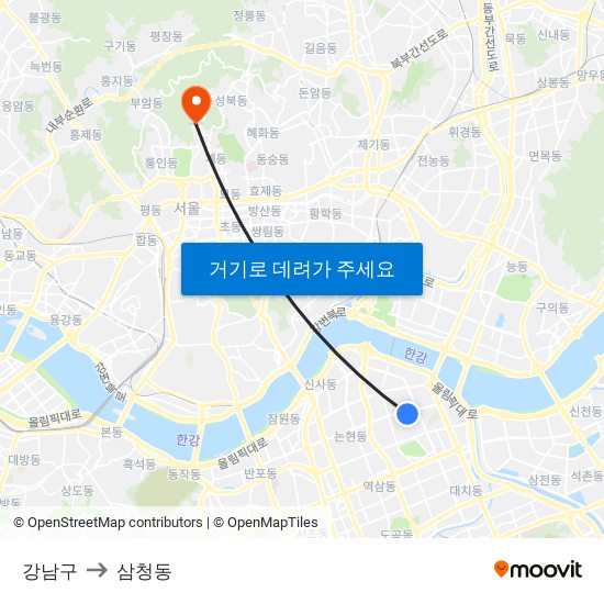 강남구 to 삼청동 map