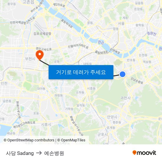 사당 Sadang to 예손병원 map