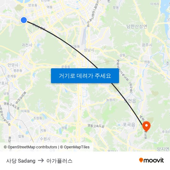 사당 Sadang to 아가플러스 map