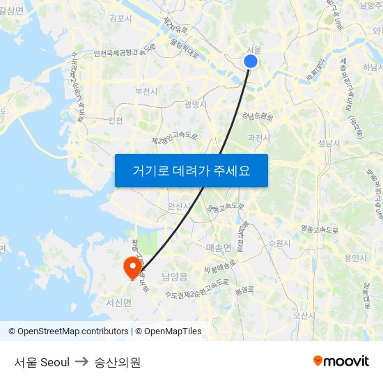 서울 Seoul to 송산의원 map