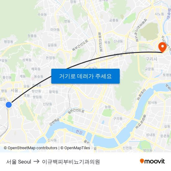 서울 Seoul to 이규백피부비뇨기과의원 map