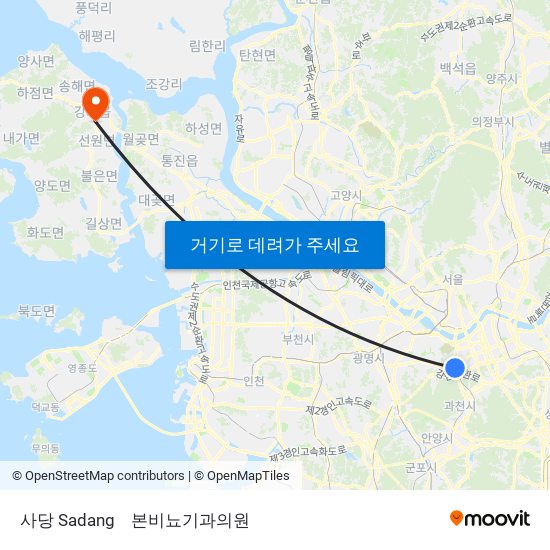 사당 Sadang to 본비뇨기과의원 map