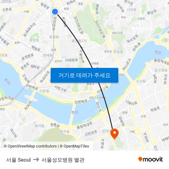 서울 Seoul to 서울성모병원 별관 map
