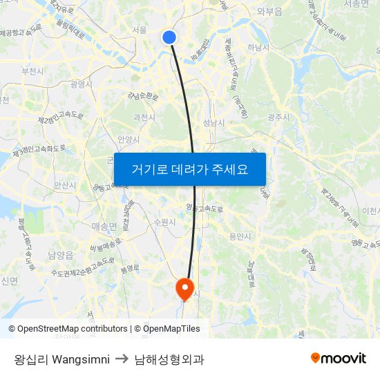 왕십리 Wangsimni to 남해성형외과 map