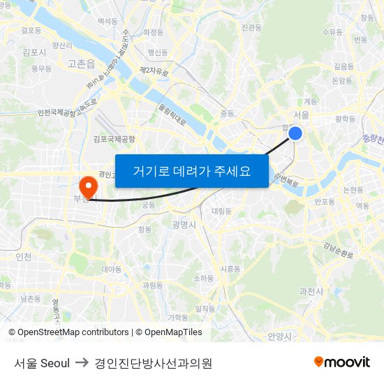 서울 Seoul to 경인진단방사선과의원 map