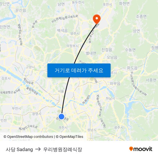 사당 Sadang to 우리병원장례식장 map