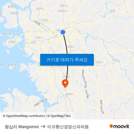 왕십리 Wangsimni to 이규환신경정신과의원 map