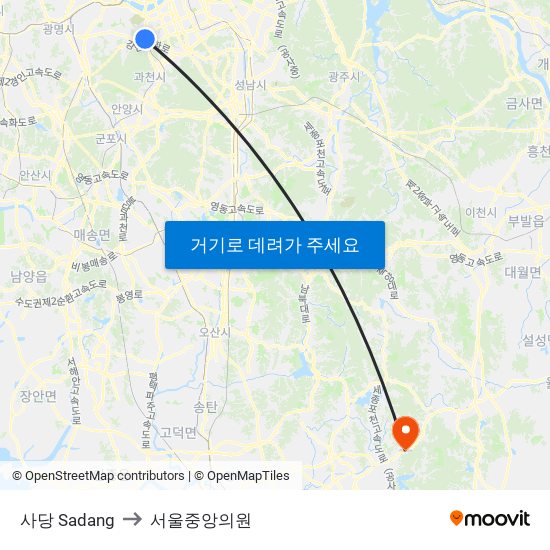 사당 Sadang to 서울중앙의원 map