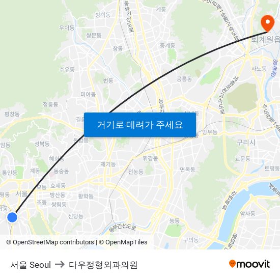 서울 Seoul to 다우정형외과의원 map