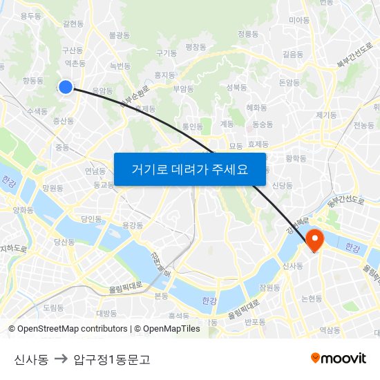 신사동 to 압구정1동문고 map