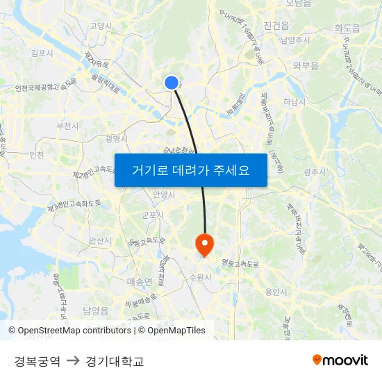 경복궁역 to 경기대학교 map