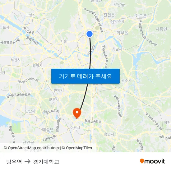 망우역 to 경기대학교 map