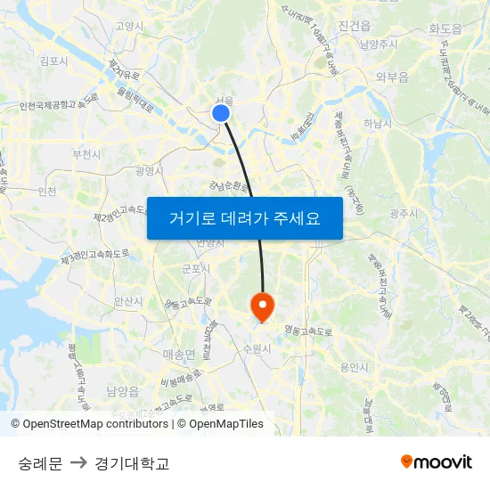 숭례문 to 경기대학교 map