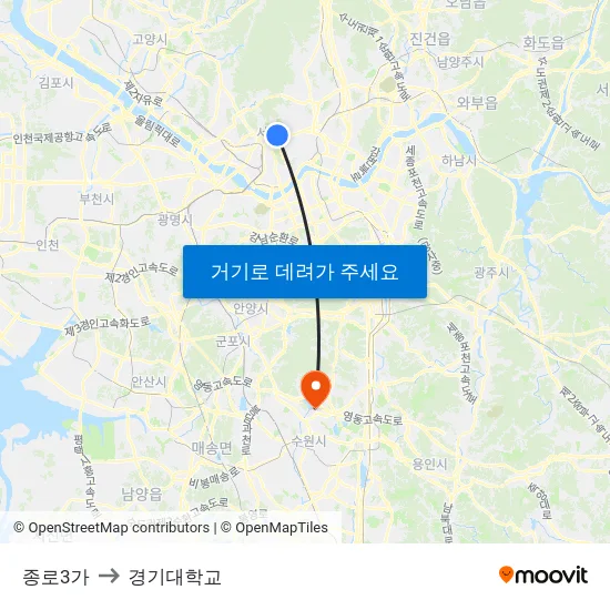 종로3가 to 경기대학교 map