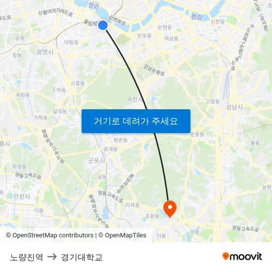 노량진역 to 경기대학교 map