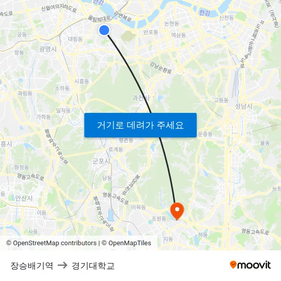 장승배기역 to 경기대학교 map