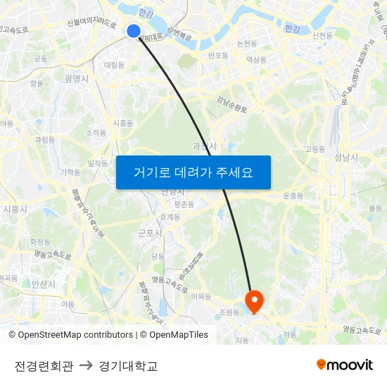 전경련회관 to 경기대학교 map