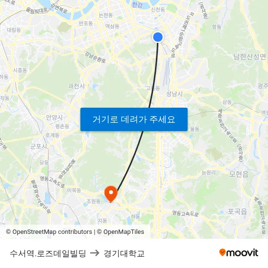 수서역.로즈데일빌딩 to 경기대학교 map