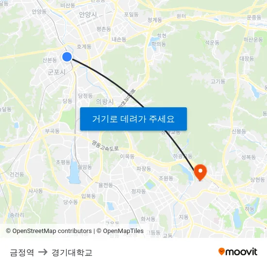 금정역 to 경기대학교 map