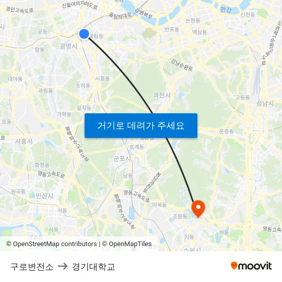 구로변전소 to 경기대학교 map