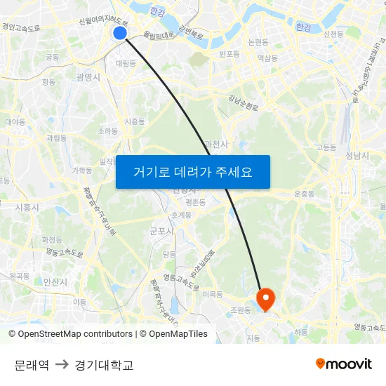 문래역 to 경기대학교 map