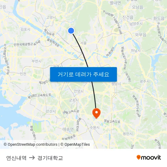연신내역 to 경기대학교 map