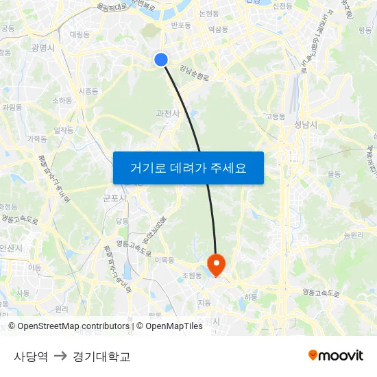 사당역 to 경기대학교 map