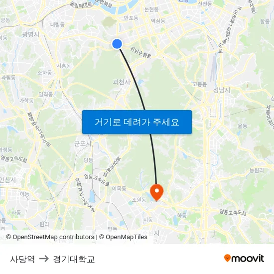 사당역 to 경기대학교 map