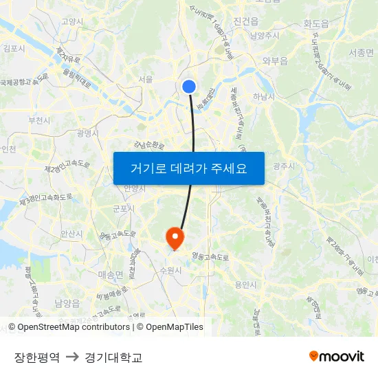 장한평역 to 경기대학교 map