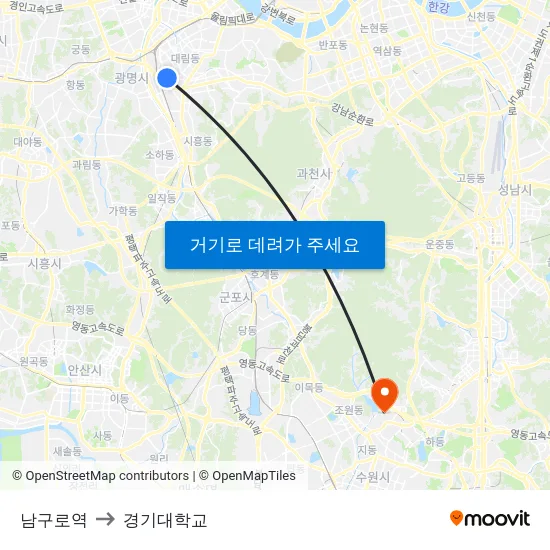 남구로역 to 경기대학교 map
