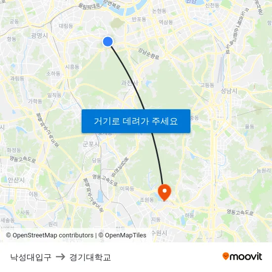 낙성대입구 to 경기대학교 map