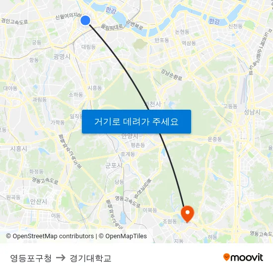 영등포구청 to 경기대학교 map