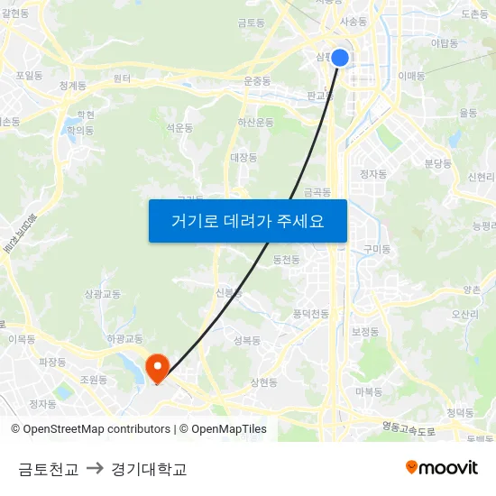 금토천교 to 경기대학교 map