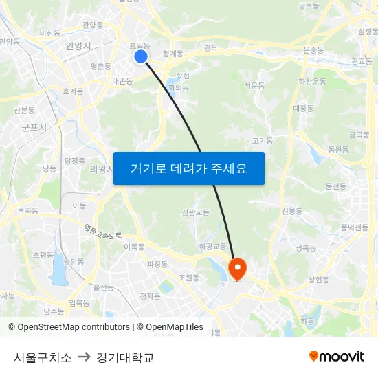 서울구치소 to 경기대학교 map