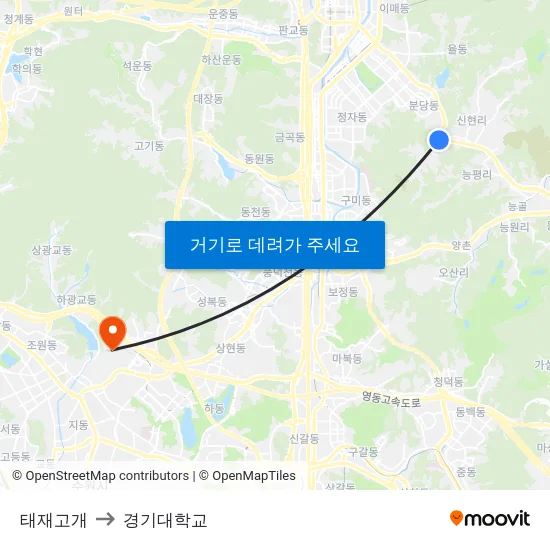 태재고개 to 경기대학교 map