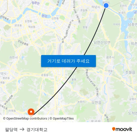 팔당역 to 경기대학교 map