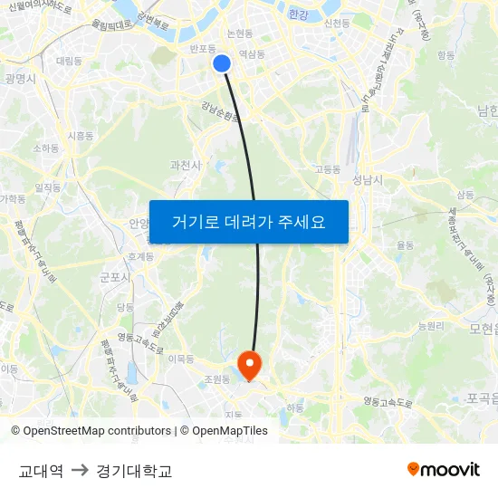 교대역 to 경기대학교 map