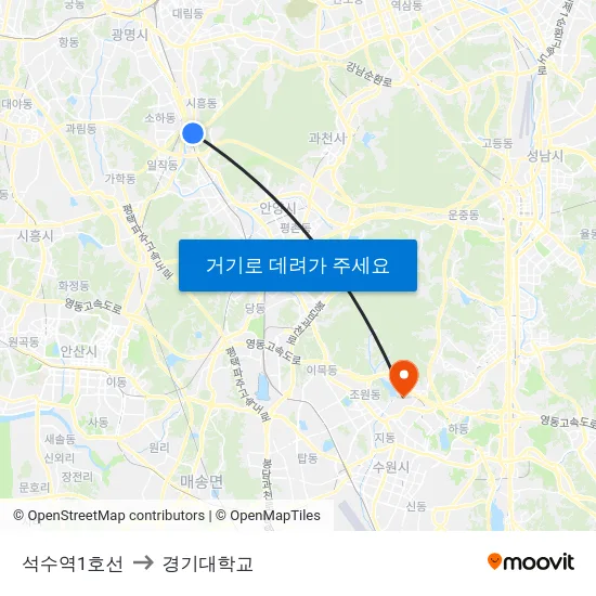 석수역1호선 to 경기대학교 map