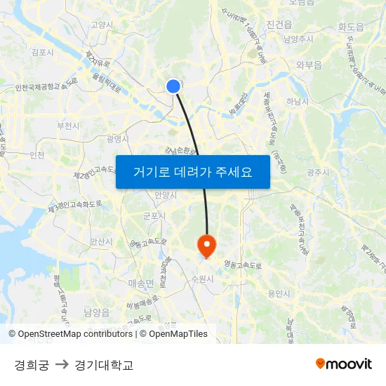 경희궁 to 경기대학교 map