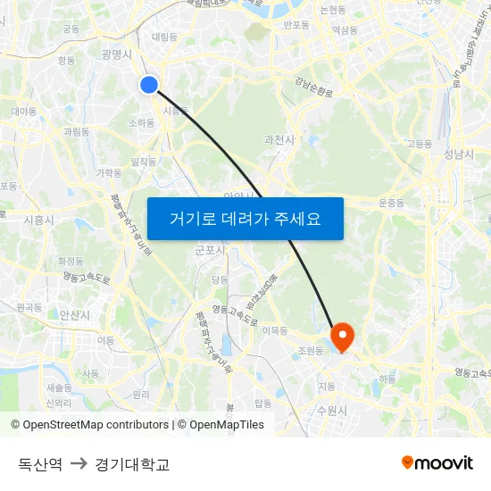 독산역 to 경기대학교 map