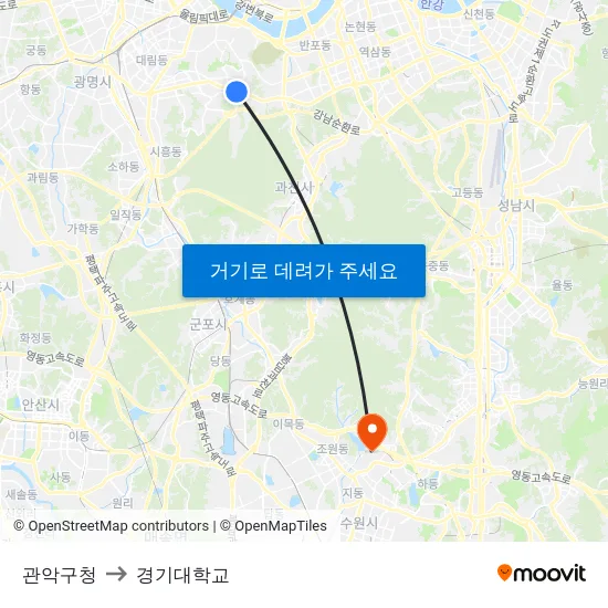 관악구청 to 경기대학교 map