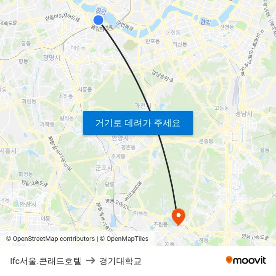 Ifc서울.콘래드호텔 to 경기대학교 map