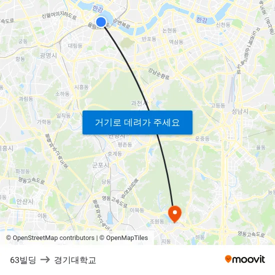 63빌딩 to 경기대학교 map